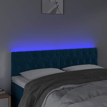 sengegavl med LED-lys 160x7x78/88 cm velour mørkeblå