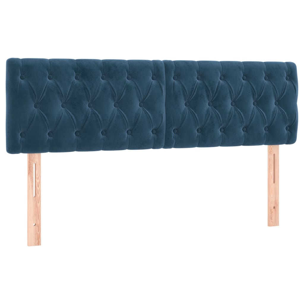 sengegavl med LED-lys 160x7x78/88 cm velour mørkeblå