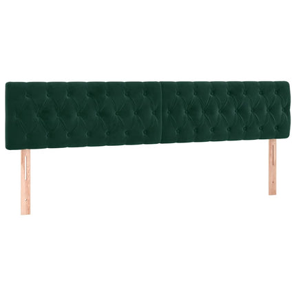 sengegavl med LED-lys 180x7x78/88 cm velour mørkegrøn