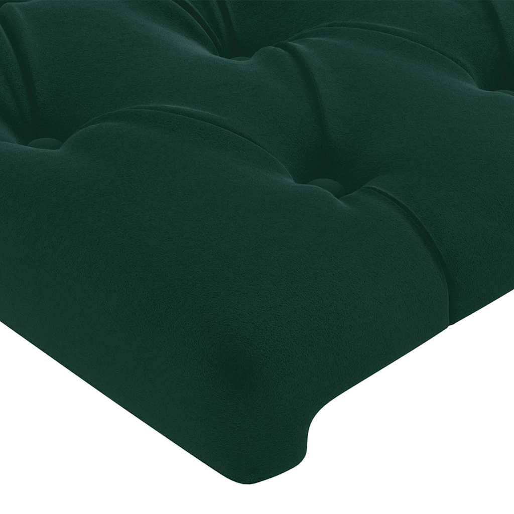 sengegavl med LED-lys 180x7x78/88 cm velour mørkegrøn