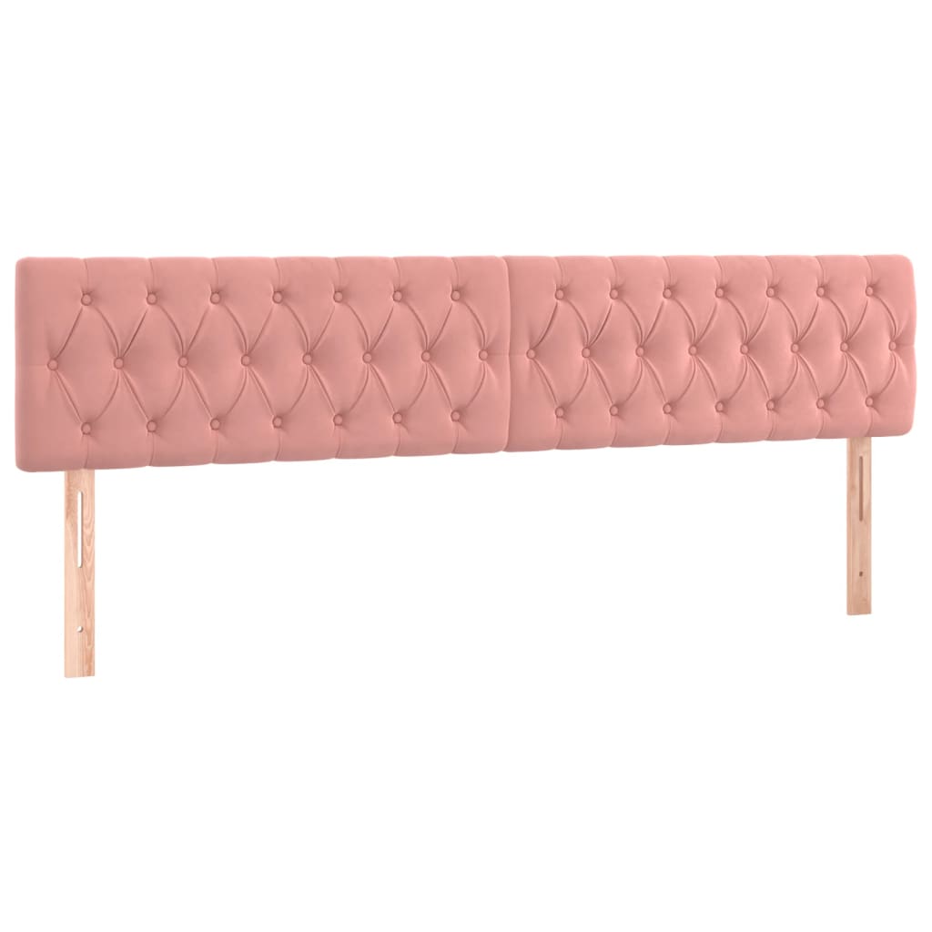 sengegavl med LED-lys 180x7x78/88 cm velour lyserød