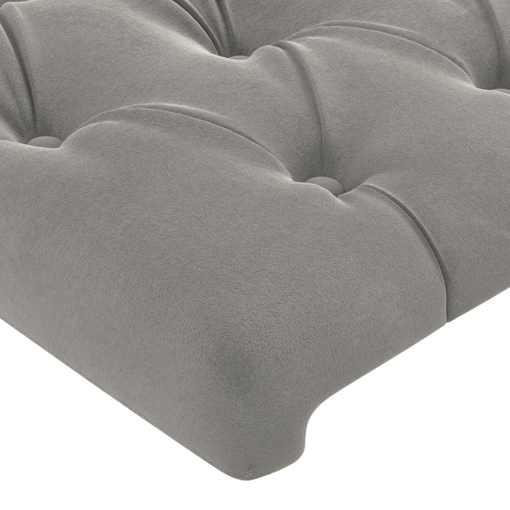 sengegavl med LED-lys 200x7x78/88 cm velour lysegrå