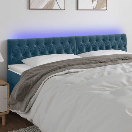 sengegavl med LED-lys 200x7x78/88 cm velour mørkeblå