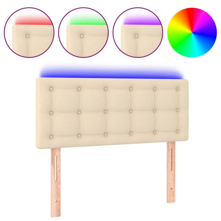 sengegavl med LED-lys 80x5x78/88 cm stof cremefarvet