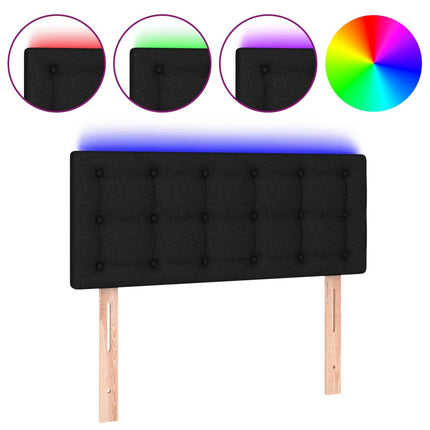 sengegavl med LED-lys 90x5x78/88 cm stof sort