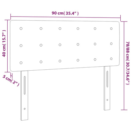 sengegavl med LED-lys 90x5x78/88 cm stof blå