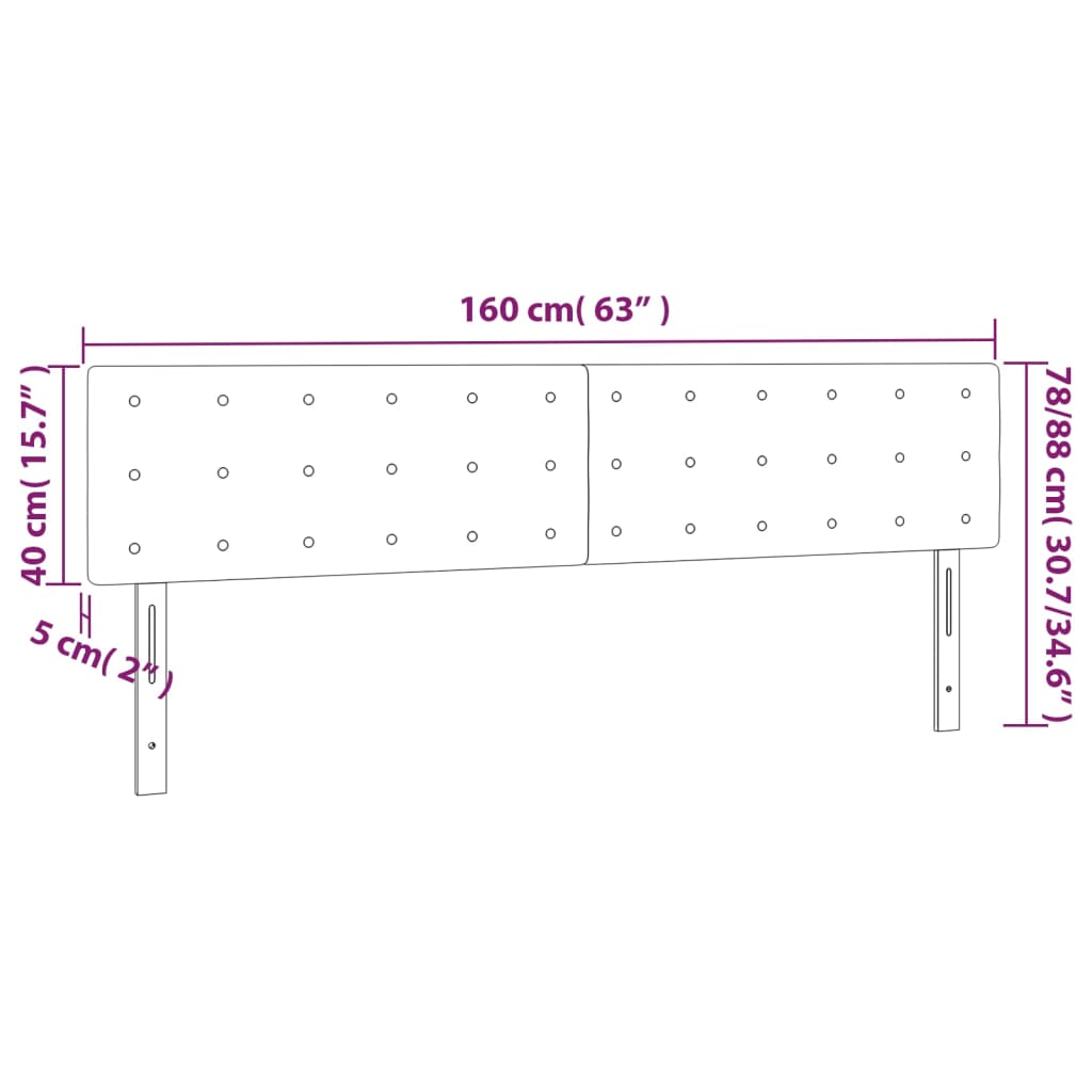 sengegavl med LED-lys 160x5x78/88 cm stof lysegrå
