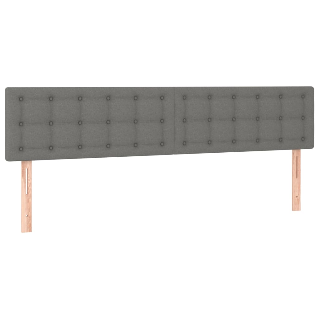 sengegavl med LED-lys 160x5x78/88 cm stof mørkegrå