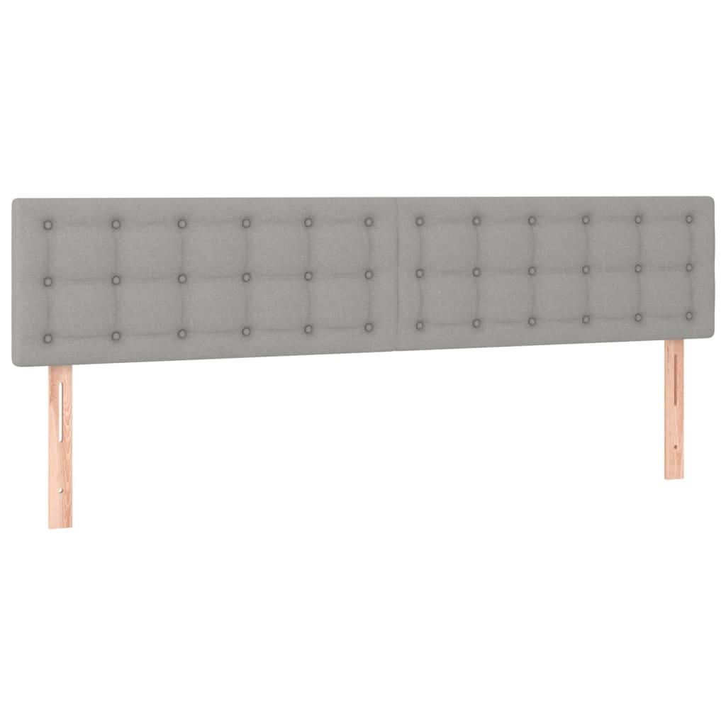 sengegavl med LED-lys 180x5x78/88 cm stof lysegrå