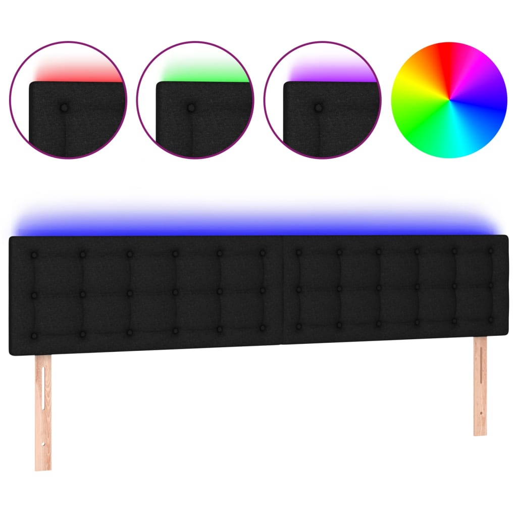 sengegavl med LED-lys 180x5x78/88 cm stof sort