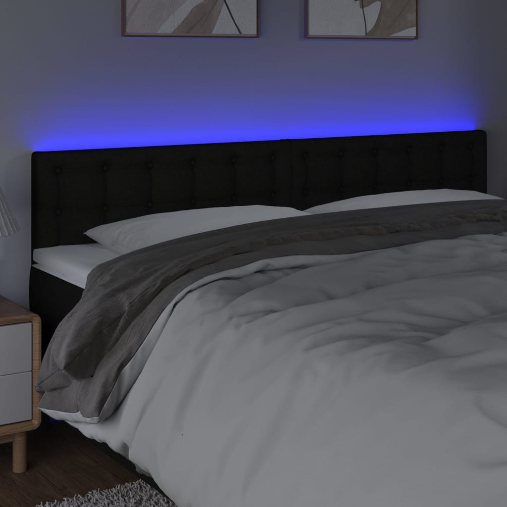 sengegavl med LED-lys 180x5x78/88 cm stof sort