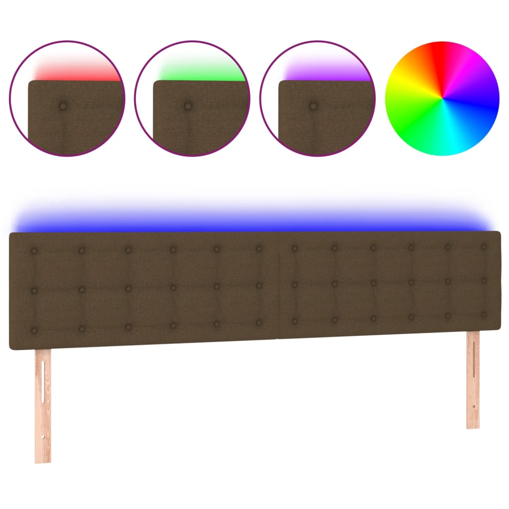 sengegavl med LED-lys 180x5x78/88 cm stof mørkebrun