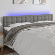 sengegavl med LED-lys 200x5x78/88 cm stof mørkegrå