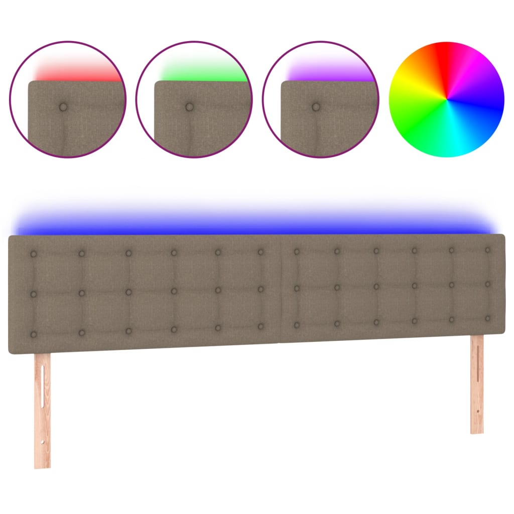 sengegavl med LED-lys 200x5x78/88 cm stof gråbrun