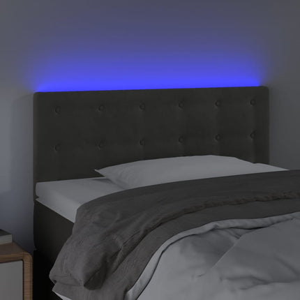 sengegavl med LED-lys 80x5x78/88 cm velour mørkegrå