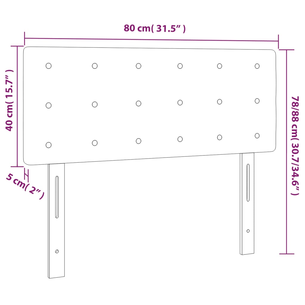 sengegavl med LED-lys 80x5x78/88 cm velour mørkegrå