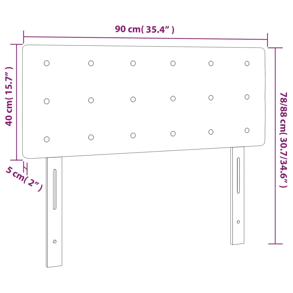 sengegavl med LED-lys 90x5x78/88 cm fløjl lysegrå