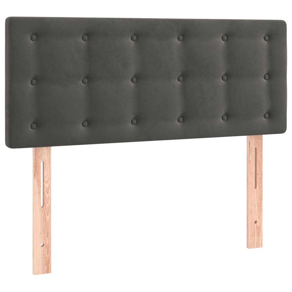 sengegavl med LED-lys 90x5x78/88 cm fløjl mørkegrå