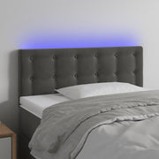 sengegavl med LED-lys 90x5x78/88 cm fløjl mørkegrå