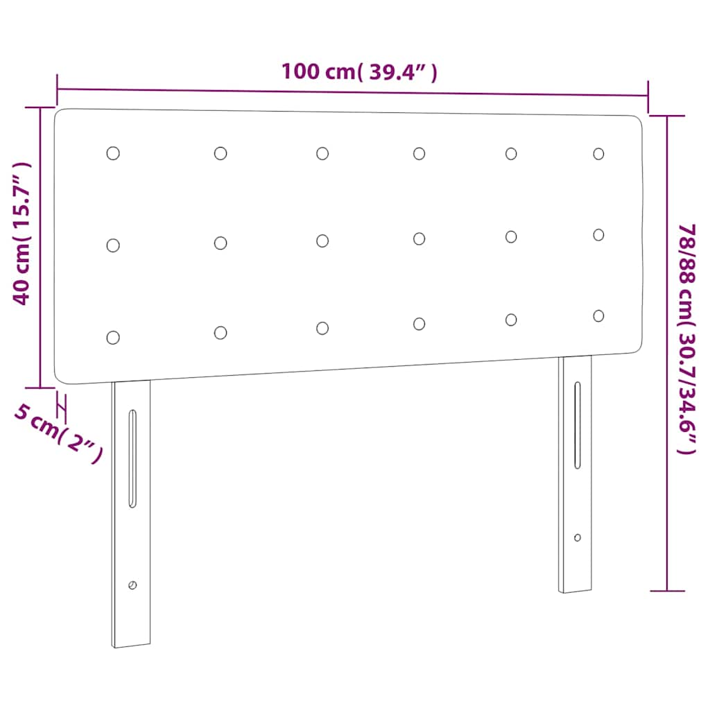 sengegavl med LED-lys 100x5x78/88 cm fløjl mørkeblå
