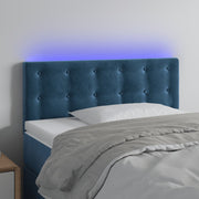 sengegavl med LED-lys 100x5x78/88 cm fløjl mørkeblå