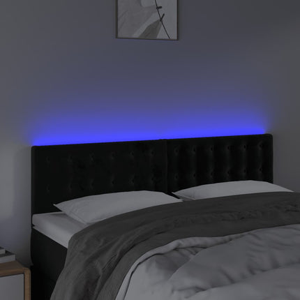 sengegavl med LED-lys 144x5x78/88 cm fløjl sort