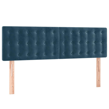 sengegavl med LED-lys 144x5x78/88 cm fløjl mørkeblå