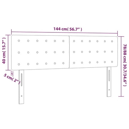 sengegavl med LED-lys 144x5x78/88 cm fløjl lyserød