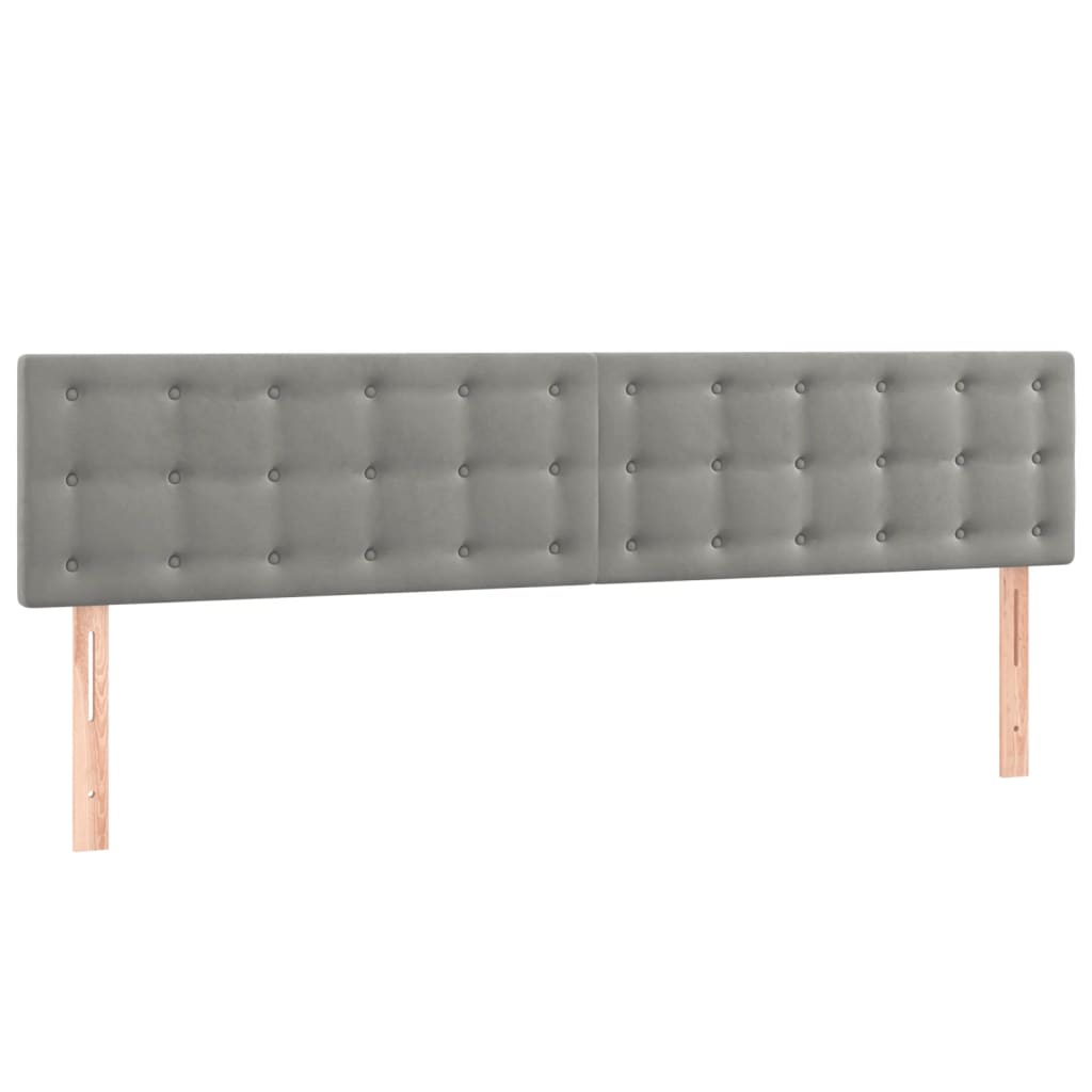 sengegavl med LED-lys 160x5x78/88 cm fløjl lysegrå
