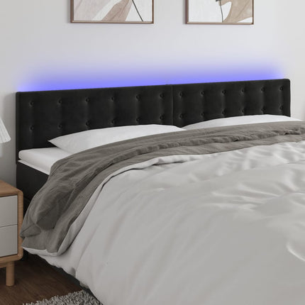 sengegavl med LED-lys 160x5x78/88 cm velour sort