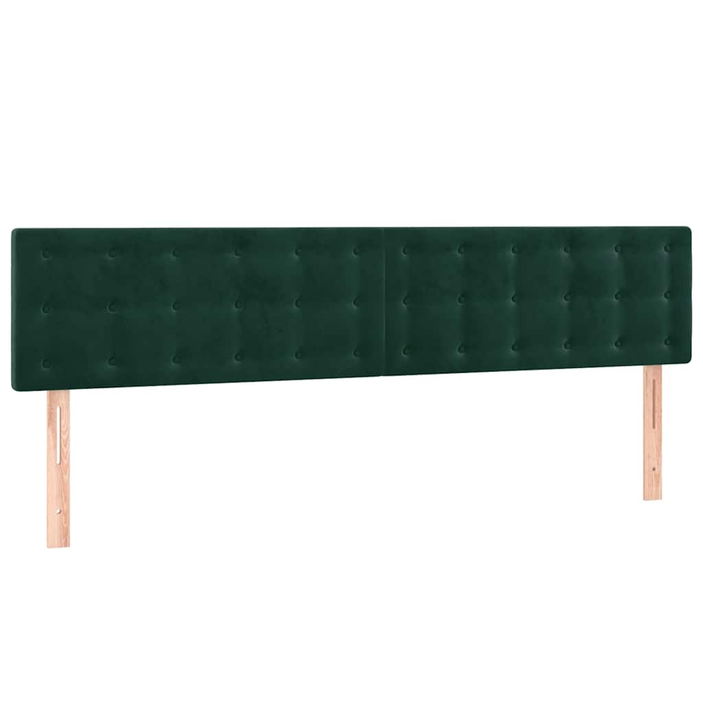 sengegavl med LED-lys 160x5x78/88 cm fløjl mørkegrøn