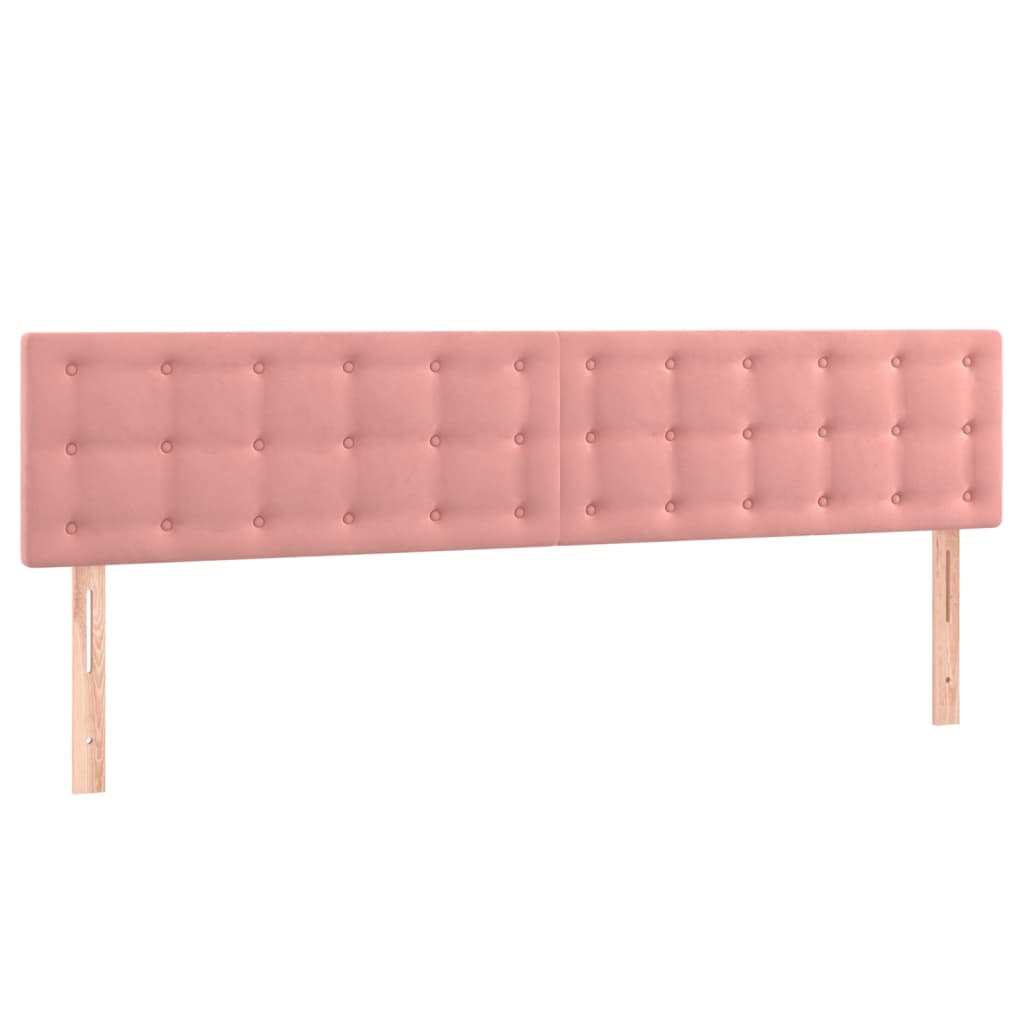 sengegavl med LED-lys 160x5x78/88 cm velour lyserød
