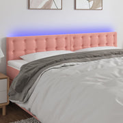sengegavl med LED-lys 160x5x78/88 cm velour lyserød