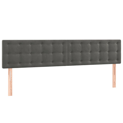 sengegavl med LED-lys 200x5x78/88 cm velour mørkegrå