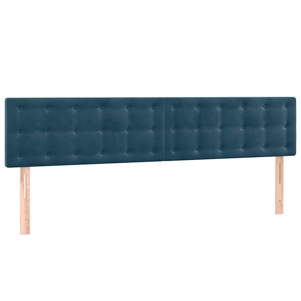 sengegavl med LED-lys 200x5x78/88 cm fløjl mørkeblå