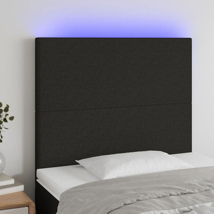 sengegavl med LED-lys 80x5x118/128 cm stof sort