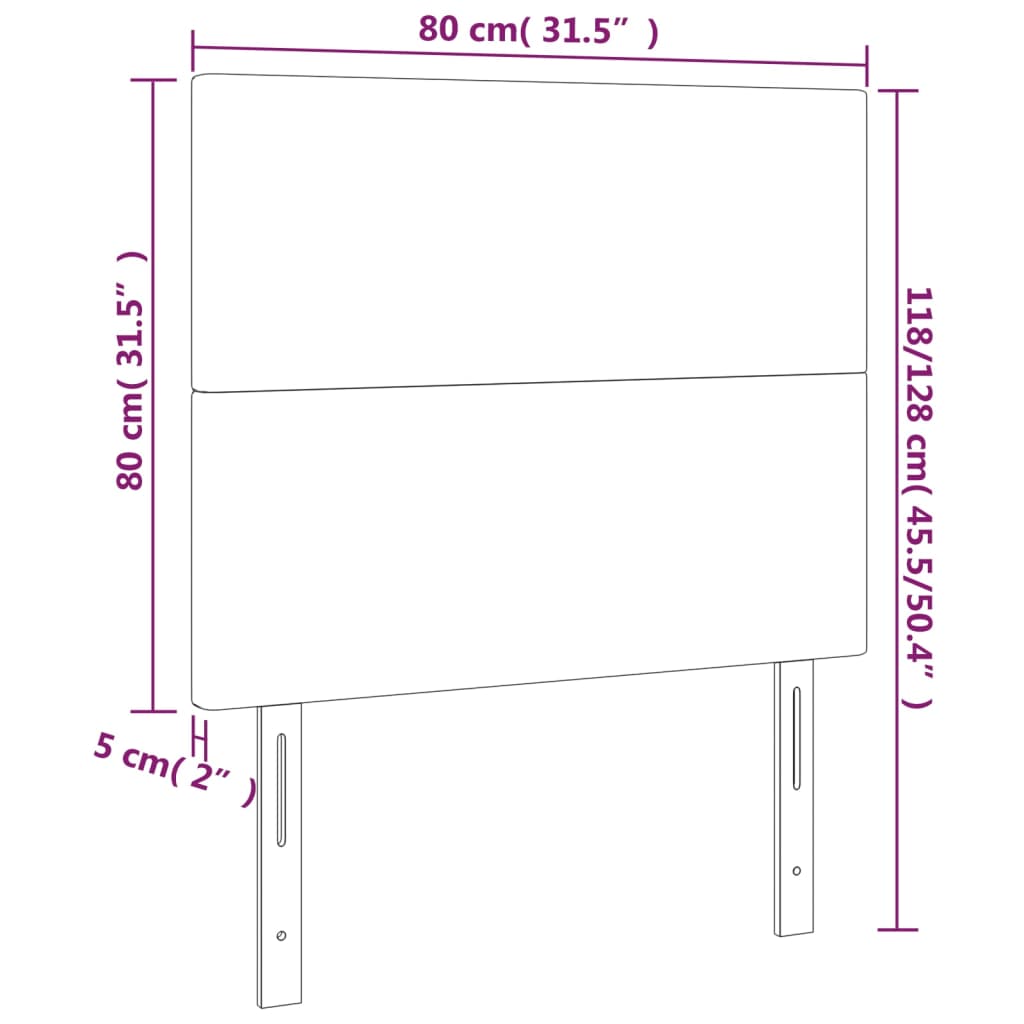sengegavl med LED-lys 80x5x118/128 cm stof cremefarvet