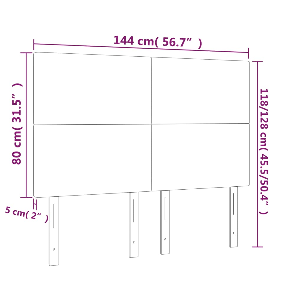 sengegavl med LED-lys 144x5x118/128 cm stof mørkebrun
