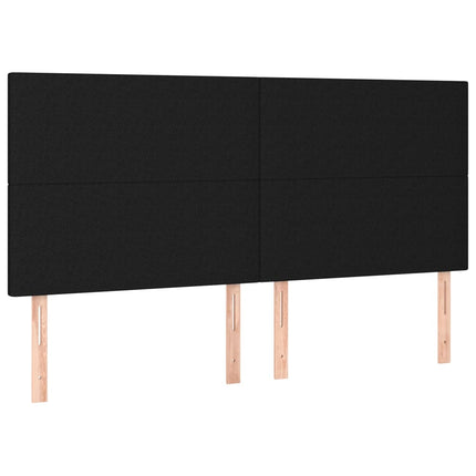 sengegavl med LED-lys 200x5x118/128 cm stof sort