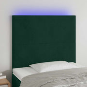 sengegavl med LED-lys 90x5x118/128 cm fløjl mørkegrøn