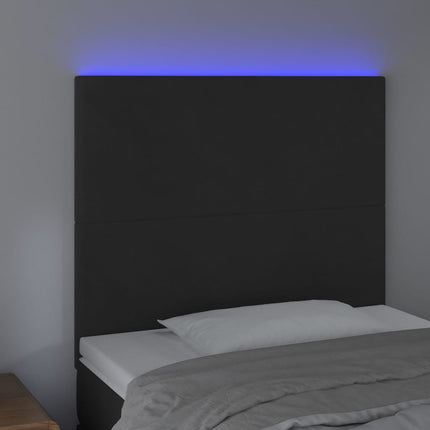 sengegavl med LED-lys 100x5x118/128 cm fløjl sort