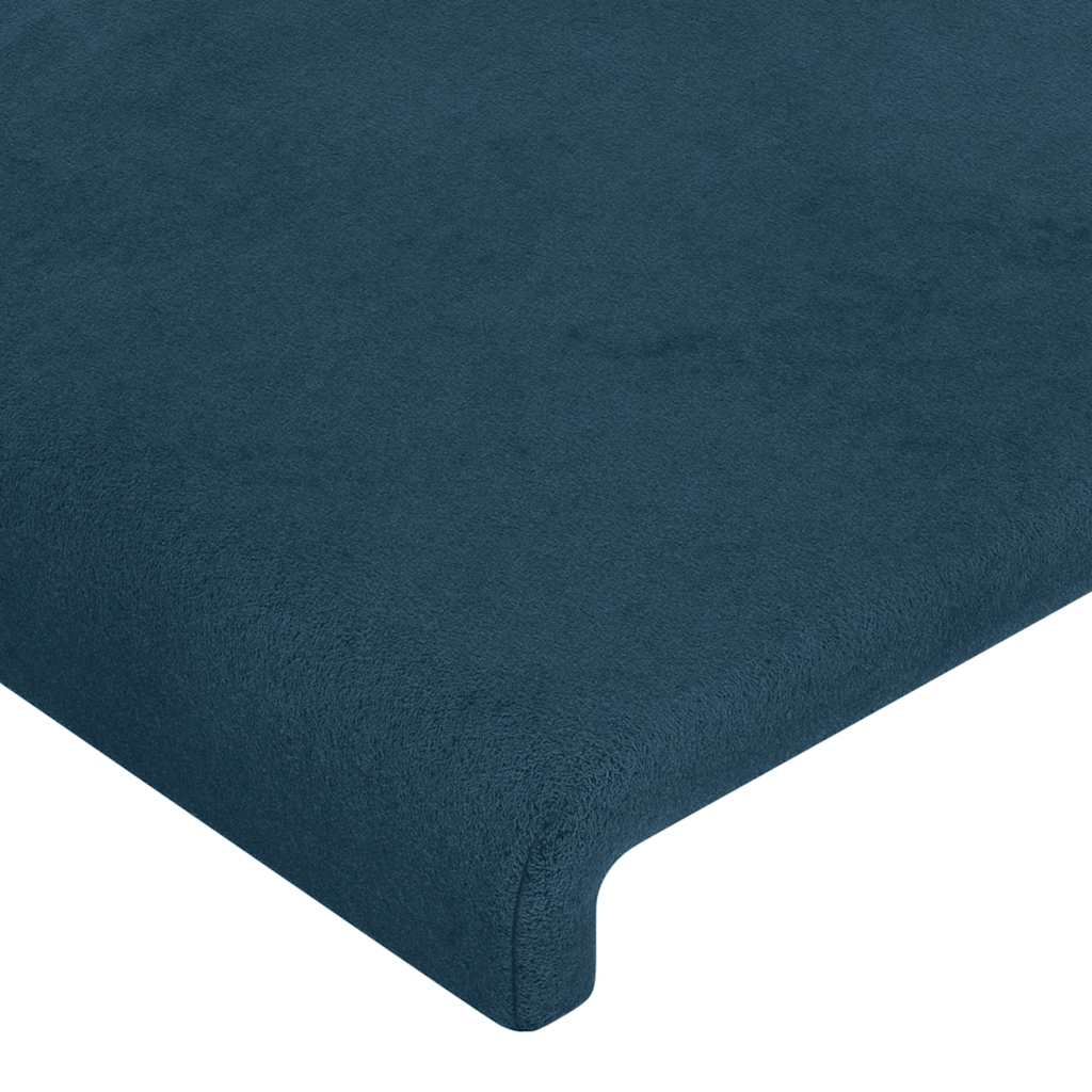 sengegavl med LED-lys 160x5x118/128 cm fløjl mørkeblå