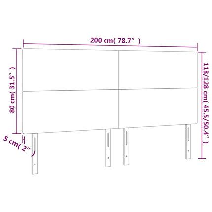 sengegavl med LED-lys 200x5x118/128 cm fløjl mørkegrøn