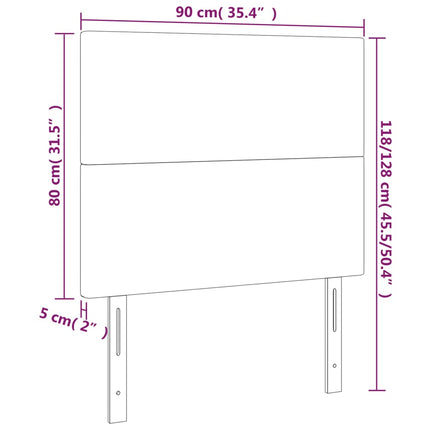 sengegavl med LED-lys 90x5x118/128 cm kunstlæder grå