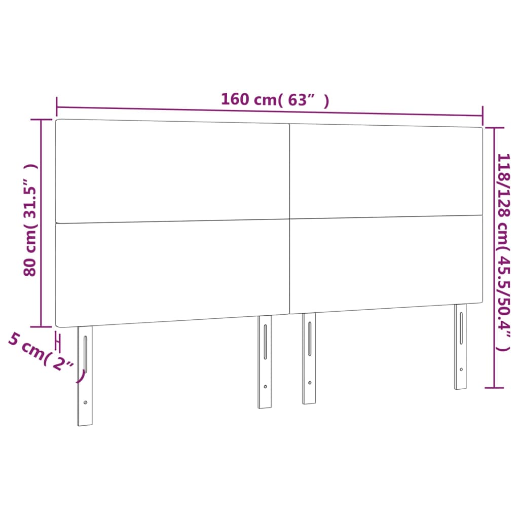 sengegavl med LED-lys 160x5x118/128 cm kunstlæder grå