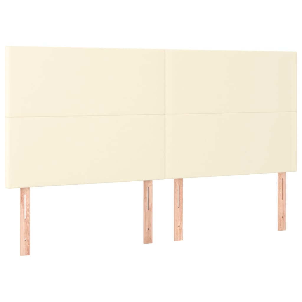 sengegavl med LED-lys 180x5x118/128 cm kunstlæder cremefarvet