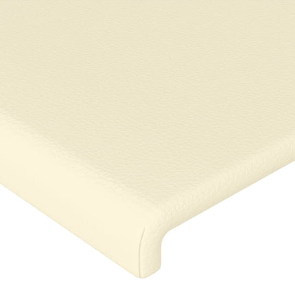 sengegavl med LED-lys 180x5x118/128 cm kunstlæder cremefarvet