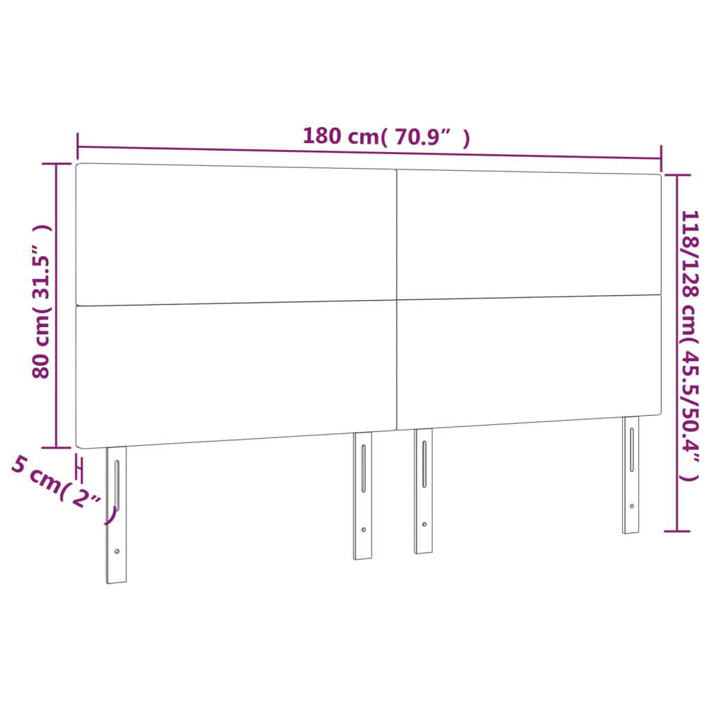 sengegavl med LED-lys 180x5x118/128 cm kunstlæder cremefarvet