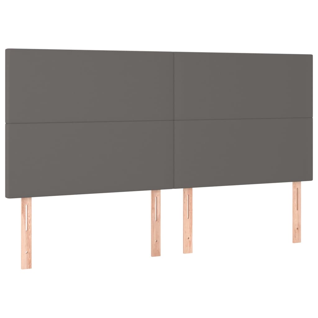 sengegavl med LED-lys 180x5x118/128 cm kunstlæder grå
