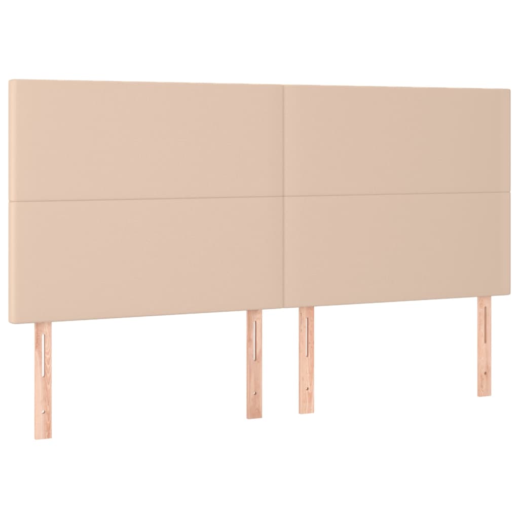 sengegavl med LED-lys 200x5x118/128 cm kunstlæder cappuccino